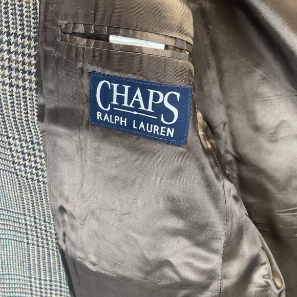 CHAPS Ralph Lauren Men's 44R Blazer Jacket Plaid Wool Classic Fit Sport Coat - Picture 5 of 8